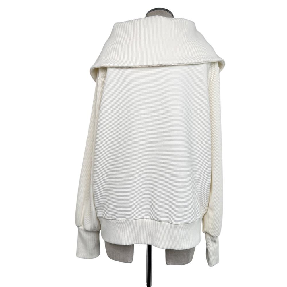 Varley Vine Half Zip Pullover Sweatshirt Medium Ivory Ottoman Knit Fabric View 4